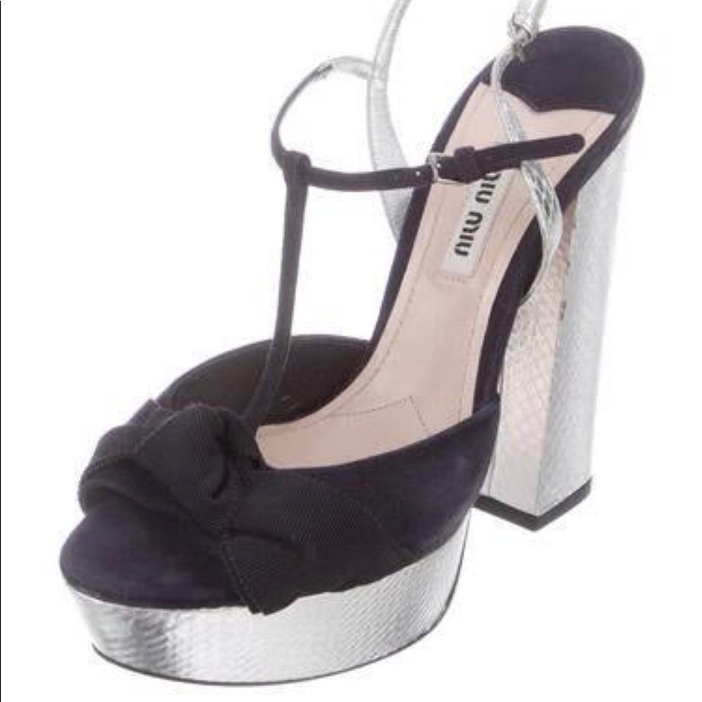 Black + Silver Miu Miu Platforms